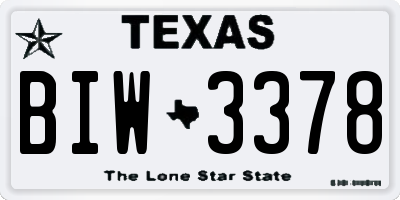 TX license plate BIW3378