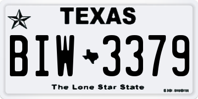 TX license plate BIW3379