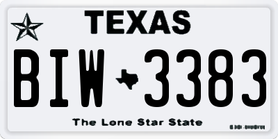 TX license plate BIW3383