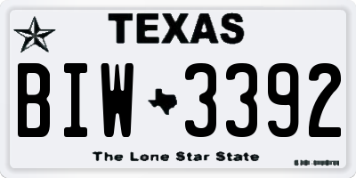 TX license plate BIW3392