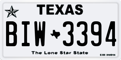 TX license plate BIW3394