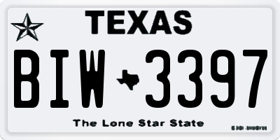 TX license plate BIW3397