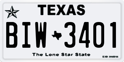 TX license plate BIW3401