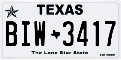TX license plate BIW3417