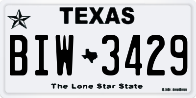 TX license plate BIW3429
