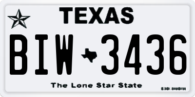 TX license plate BIW3436