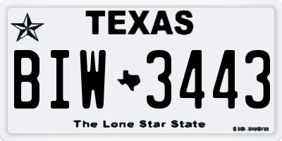 TX license plate BIW3443