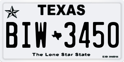 TX license plate BIW3450