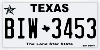 TX license plate BIW3453