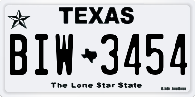 TX license plate BIW3454