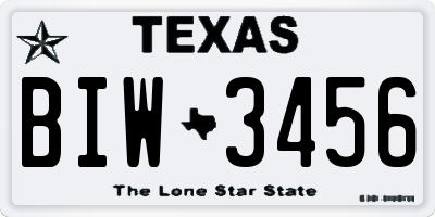 TX license plate BIW3456