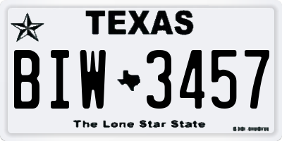 TX license plate BIW3457