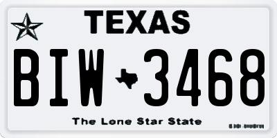 TX license plate BIW3468