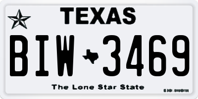 TX license plate BIW3469