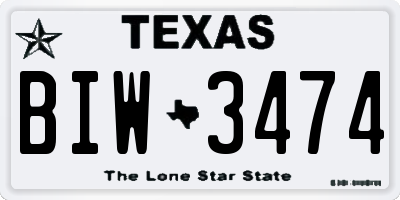 TX license plate BIW3474