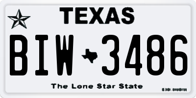 TX license plate BIW3486