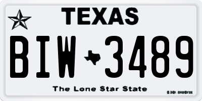 TX license plate BIW3489