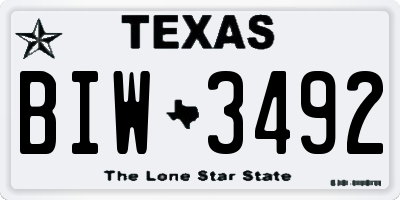TX license plate BIW3492