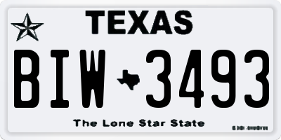 TX license plate BIW3493