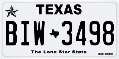 TX license plate BIW3498