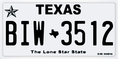 TX license plate BIW3512