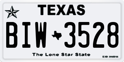 TX license plate BIW3528
