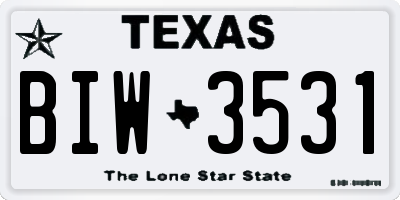 TX license plate BIW3531