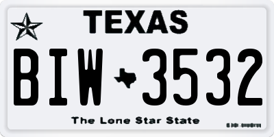 TX license plate BIW3532