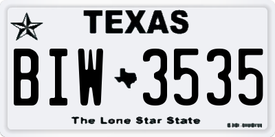 TX license plate BIW3535