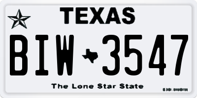 TX license plate BIW3547