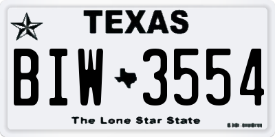 TX license plate BIW3554