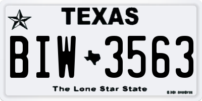 TX license plate BIW3563