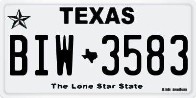TX license plate BIW3583