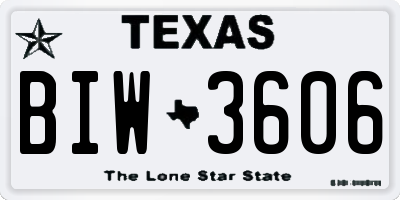 TX license plate BIW3606