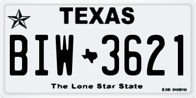 TX license plate BIW3621