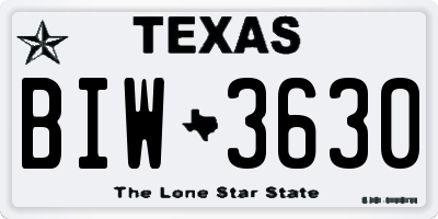 TX license plate BIW3630