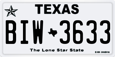 TX license plate BIW3633