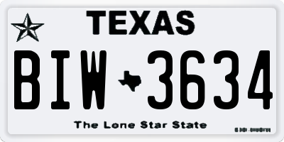 TX license plate BIW3634