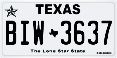 TX license plate BIW3637