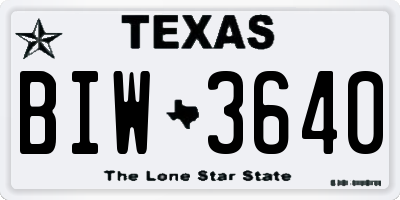 TX license plate BIW3640