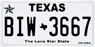 TX license plate BIW3667