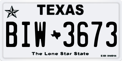 TX license plate BIW3673