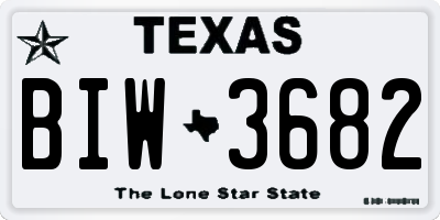 TX license plate BIW3682
