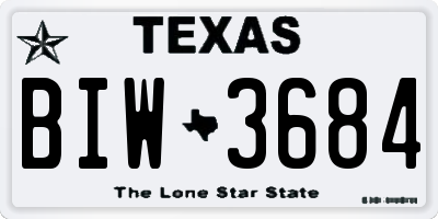 TX license plate BIW3684