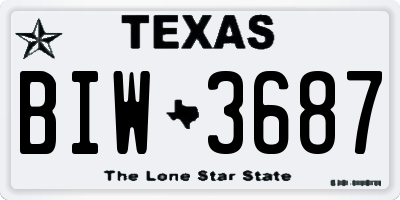 TX license plate BIW3687