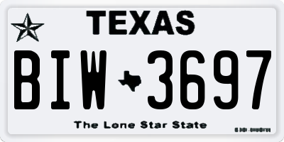 TX license plate BIW3697