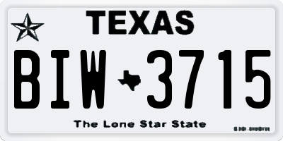 TX license plate BIW3715