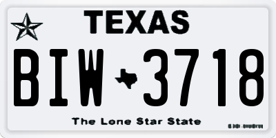 TX license plate BIW3718
