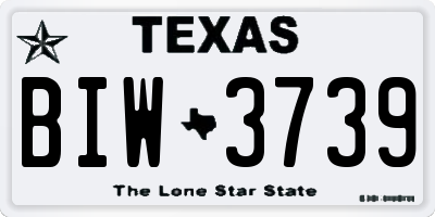 TX license plate BIW3739