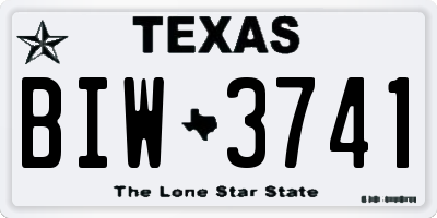 TX license plate BIW3741